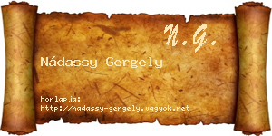 Nádassy Gergely névjegykártya