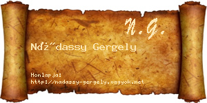 Nádassy Gergely névjegykártya